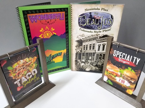 YB Hanging Menu Sprial MenusDrilled Hanging menus. #Spiral bound menus. #Denver Restaurants